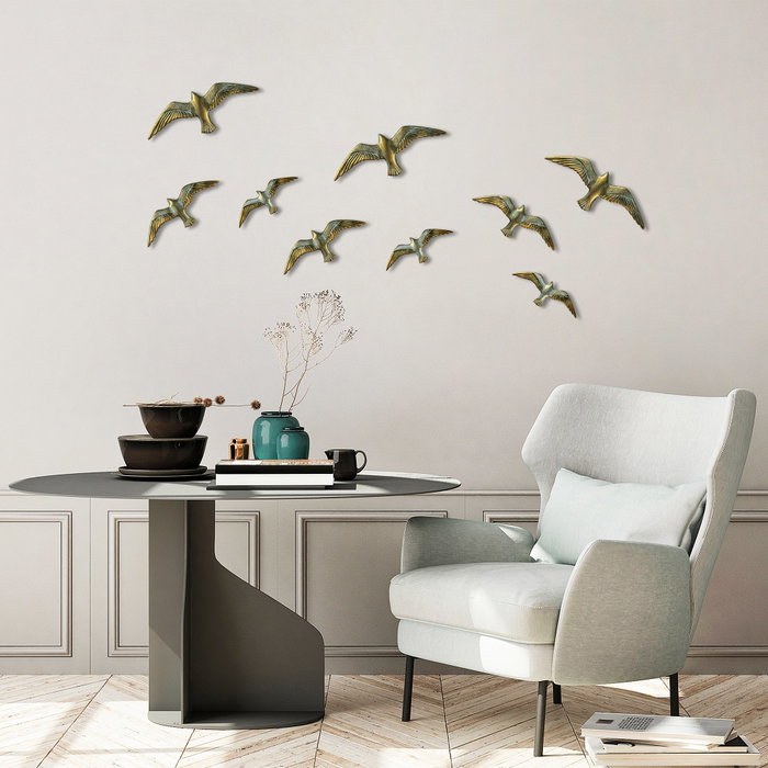 Aberto Design Flying Seagulls - 1 Decoración de Pared Dorada